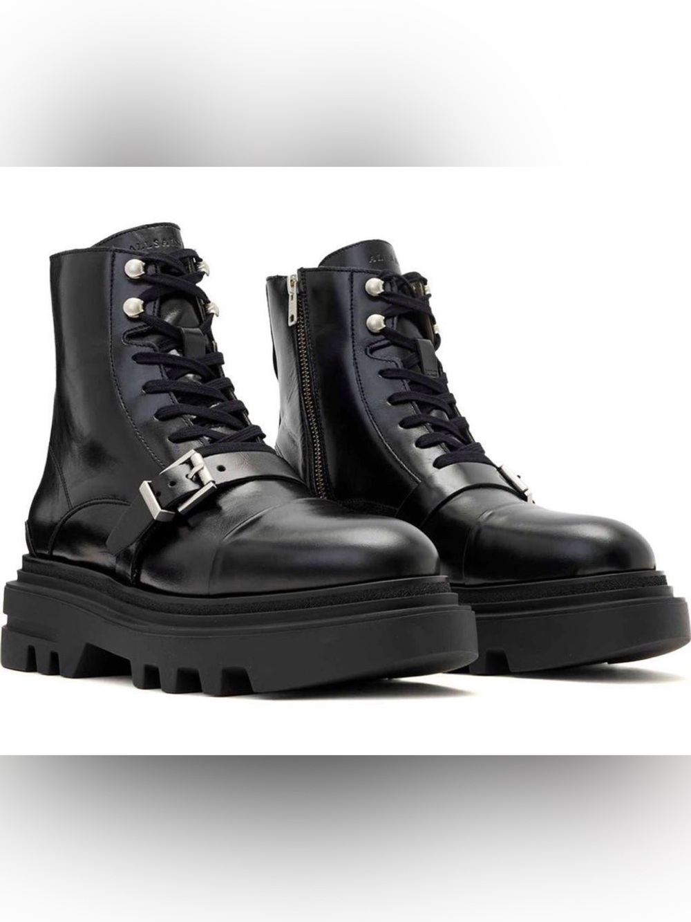 ALLSAINTS ASTRID BLACK COMBAT BOOTS US 7 $369